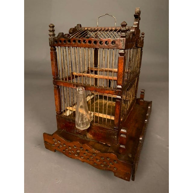 French Folk Art Finch Bird Cage in Fruitwood & Steel, Circa 1890 For Sale - Image 12 of 14