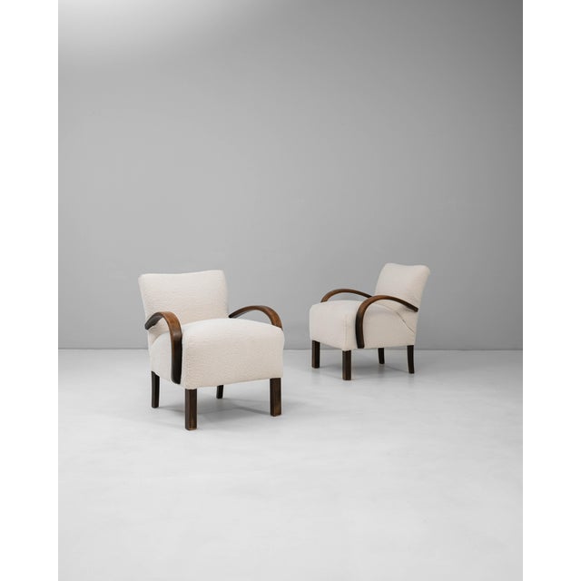 1950s Czech Cocktail Upholstered Armchairs H-237 By J. Halabala - A Pair For Sale - Image 16 of 18