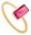 18k Solid Gold Bezel Set Ruby Baguette Ring Size 5 For Sale