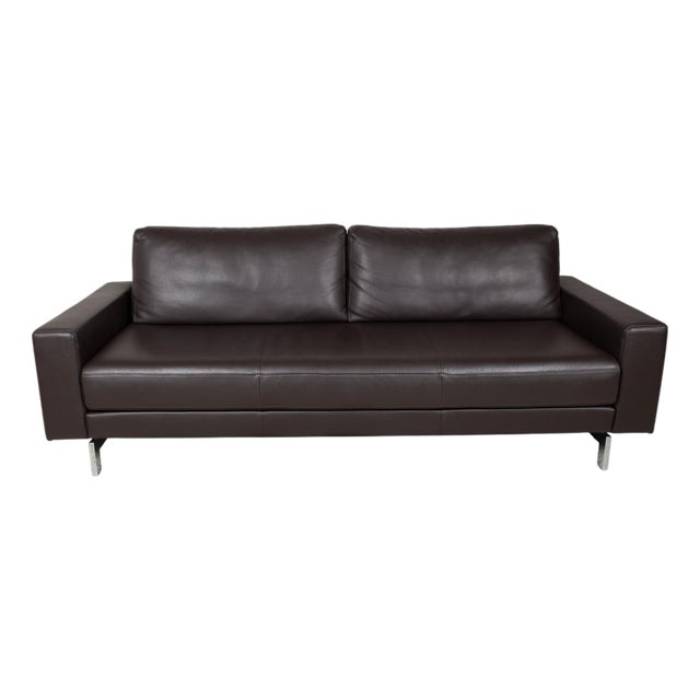 Brown Leather Vida Three-Seater Sofa from Rolf Benz For Sale