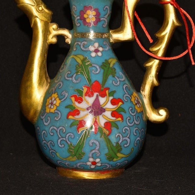 Late 19th Century Cloisonné Enamel Ewer With Dragon Spout, 1.2kg For Sale - Image 4 of 9