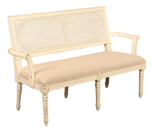 Alden Parkes Country French Louis XVI Style Caned Back Painted Settee