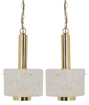 Brass and Murano Ice Glass Pendant Light, 1970s