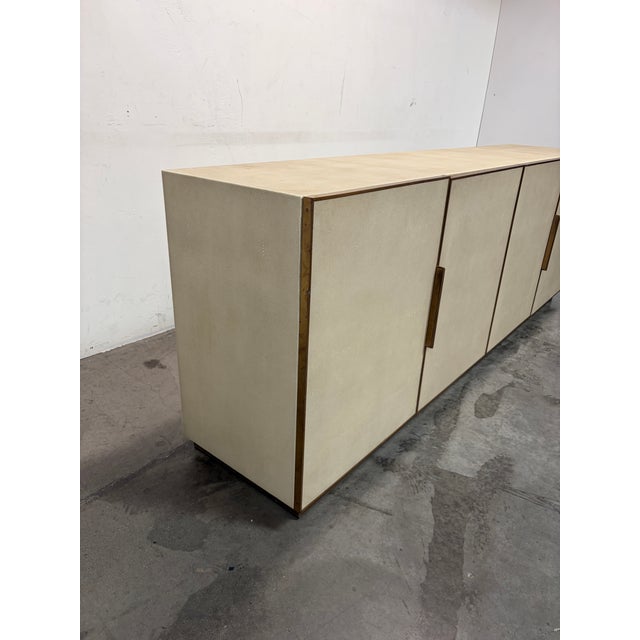 Modern Restoration Hardware Modern Cela Shagreen-Inspired Leather Sideboard Buffet For Sale - Image 3 of 13