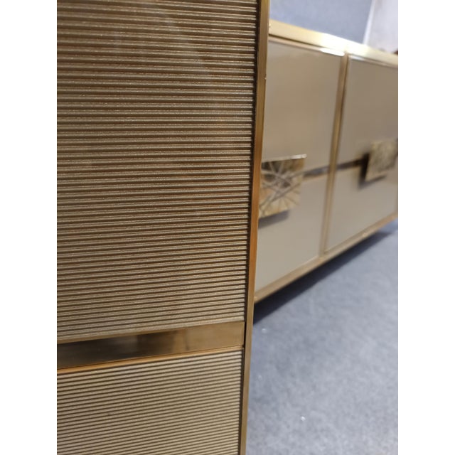 Brown Gold Sideboard with Four Murano Glass Doors from Justfurnituress SRL For Sale - Image 8 of 10