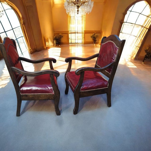 Elevate Your Home With This Stunning Pair of Antique Victorian-Style Parlor Leather Armchairs For Sale - Image 9 of 12