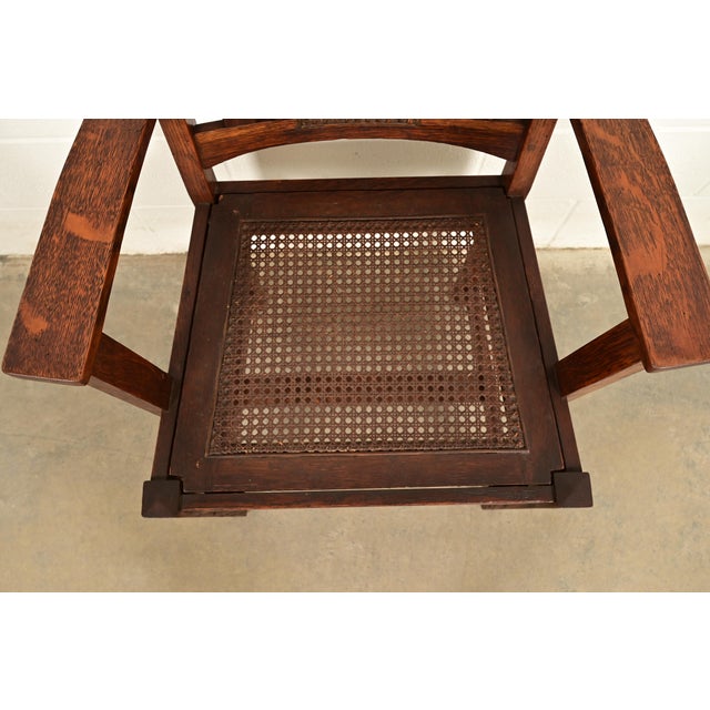 Brown Lifetime Furniture Antique Mission Oak and Cane Arts & Crafts Dining Chairs, Set of Six For Sale - Image 8 of 14