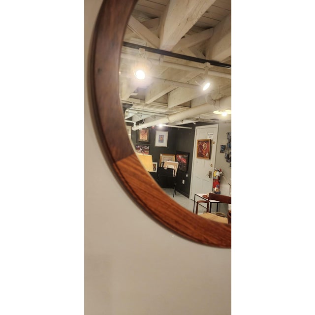 Vintage Rosewood round mirror by Aksel Kjersgaard For Sale In Philadelphia - Image 6 of 9