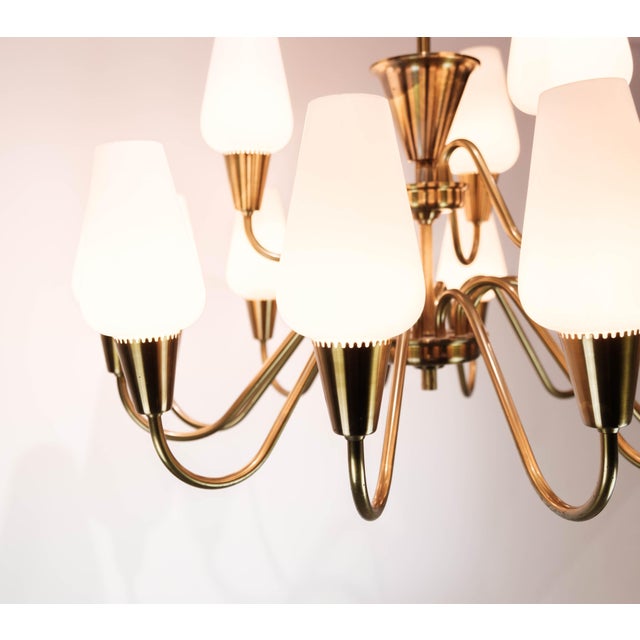 Metal Danish Lamp with Arms of Brass and Glass, 1950s For Sale - Image 7 of 10