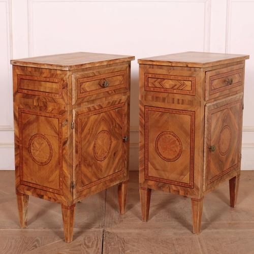 Italian Walnut and Marquetry Bedside Cabinets For Sale - Image 12 of 18