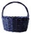 Large Vintage Blue Wicker Basket With Handle For Sale