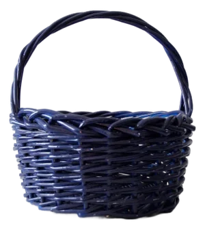 Large Vintage Blue Wicker Basket With Handle