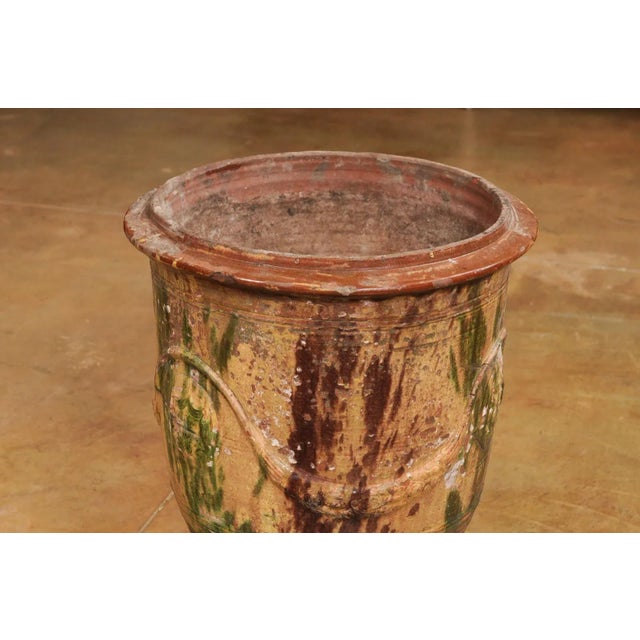 Ceramic Large French 19th Century Boisset Anduze Jar with Brown, Green Glaze and Swags For Sale - Image 7 of 12