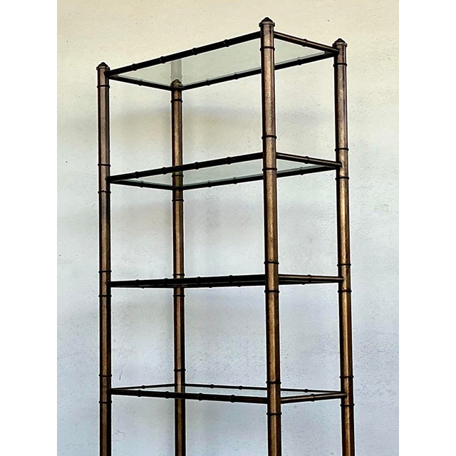 Metal Vintage Burnished Brass Etagere For Sale - Image 7 of 12
