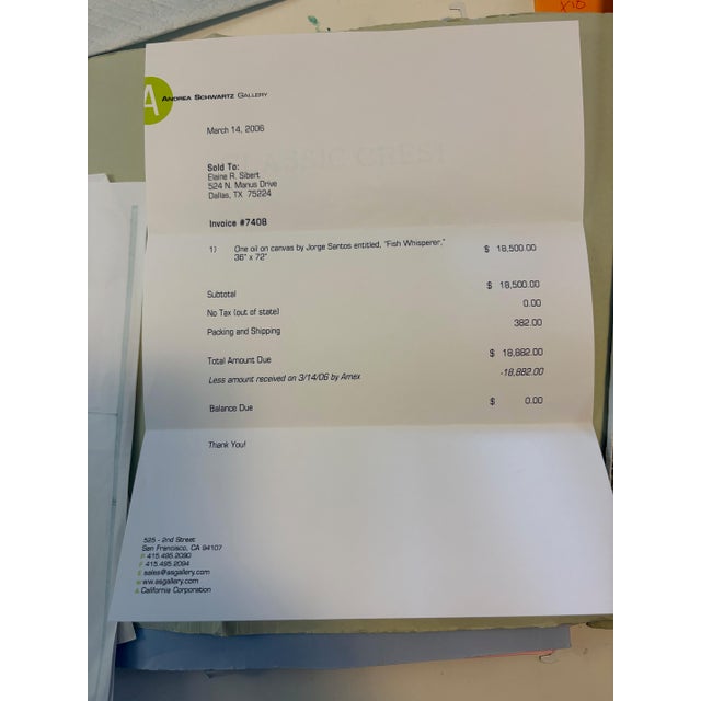 Textile "Fish Whisper" by Jorge Santos, Original Painting, Acrylic on Canvas, 72" X 36" 2006 For Sale - Image 7 of 15