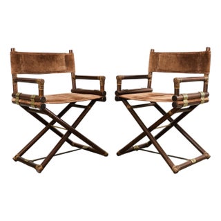Pair of McGuire Campaign Style Directors Chairs For Sale