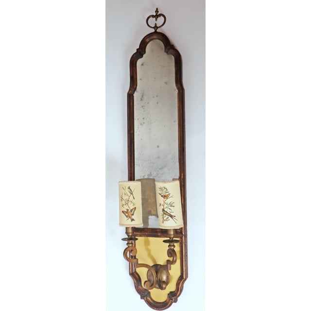 Italian Wall Lamp with Mirror Glass and Bird Lampshades, 1960 For Sale - Image 12 of 18