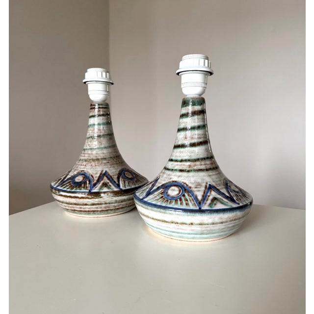 Blue Mid-Century Stoneware Table Lamps from Søholm Stentøj, Denmark, 1960s, Set of 2 For Sale - Image 8 of 8