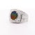 Metal Ammolite & Diamond Halo in 14k White Gold Men's Statement Ring For Sale - Image 7 of 7