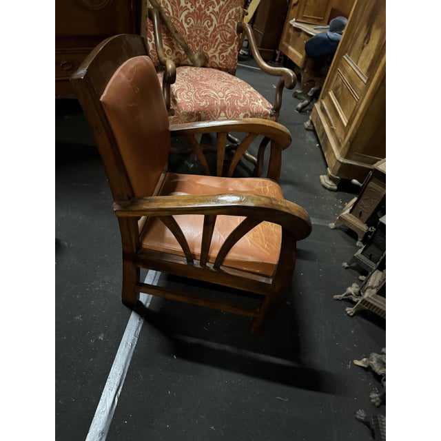 Vintage Bridge Chair in Leather, 1930s For Sale - Image 3 of 8