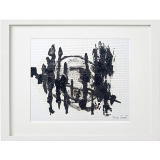 Black and White Abstraction #7 - One-Of-A-Kind High-End Natural Wood Shadow Box Framed Original Painting by Diane Grant For Sale