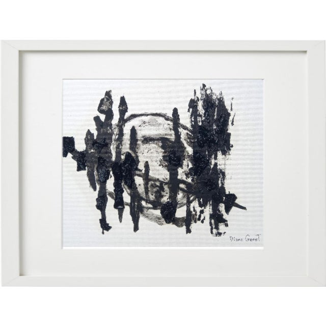 Black and White Abstraction #7 - One-Of-A-Kind High-End Natural Wood Shadow Box Framed Original Painting by Diane Grant For Sale