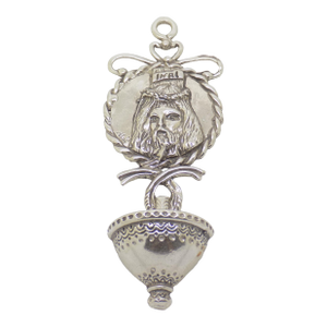 Vintage Italian Handmade Genuine Silver Jesus Christ Mini Holy Water Fountain Solid Figurine