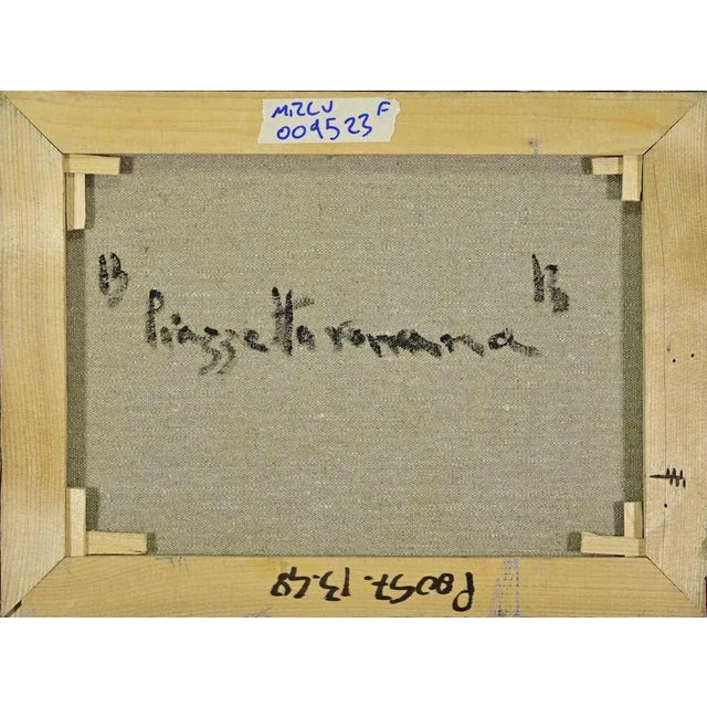 Contemporary Pino Romanò, Square in Rome, Oil Painting, 1990s For Sale - Image 3 of 4