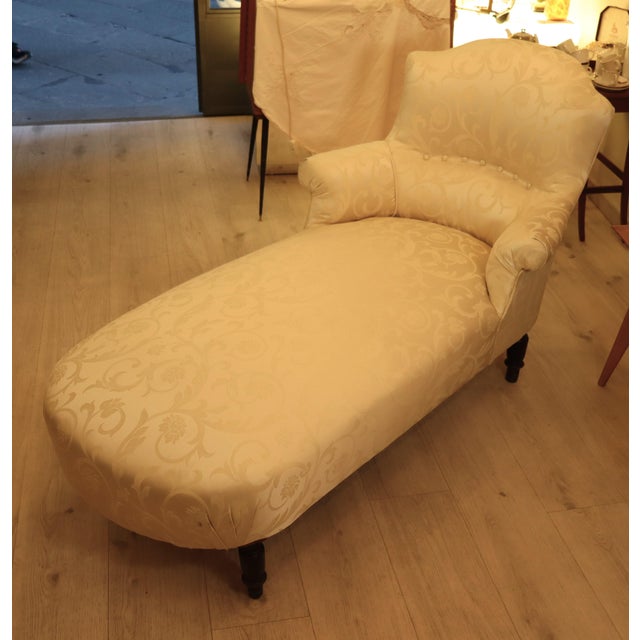 Napoleon III Long Chair in Damask Fabric, 19th Century For Sale - Image 15 of 15
