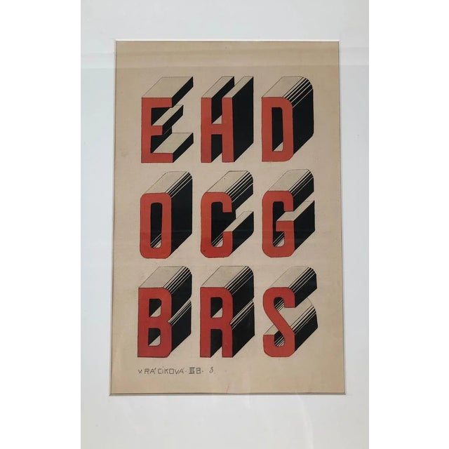 Red Bauhaus Style Typography Gouache Studies, 1920s, Set of 2 For Sale - Image 8 of 12