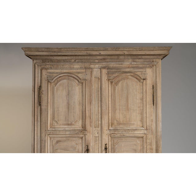 Wood 1800-1809 France Weathered Pale Grey Painted Oak Bookcase Cabinet For Sale - Image 7 of 11