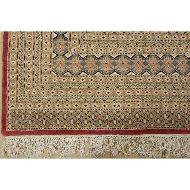 Bokhara Jaldar Rug 8’1” X 10’1” Pink Wool Tribal Hand-Knotted Oriental Carpet For Sale - Image 11 of 14