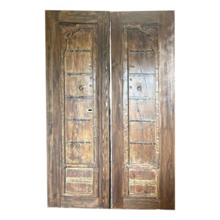 Large Antique Rustic Farmhouse Entry Double Doors - a Pair For Sale