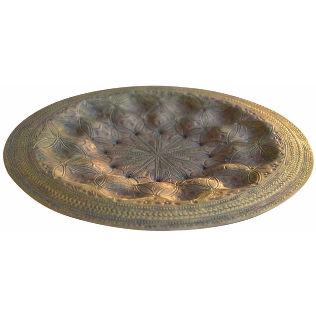 Mid 20th Century Moroccan Brass Tray W/ Engraved Details For Sale - Image 5 of 6
