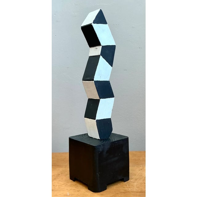 Vintage Geometric Wood Sculpture For Sale In West Palm - Image 6 of 12