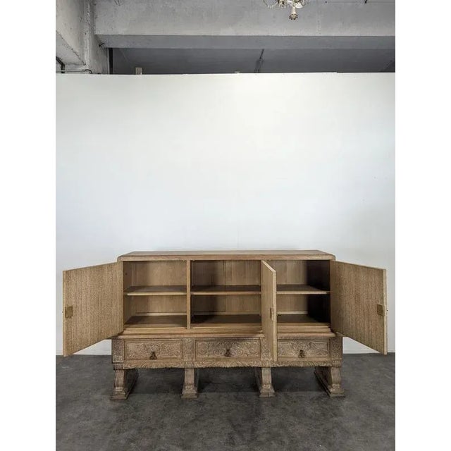 Spanish Renaissance Style Sideboard in Limed Oak For Sale - Image 3 of 18