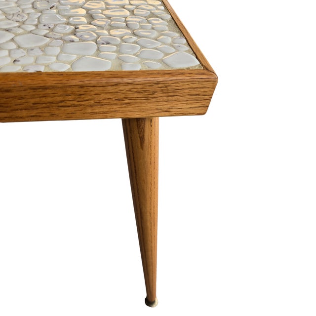 1960s 60's Mid-Century Modern Martz Style Mosaic Ceramic Tile Accent Table With Irregular Pebble Luster For Sale - Image 5 of 18
