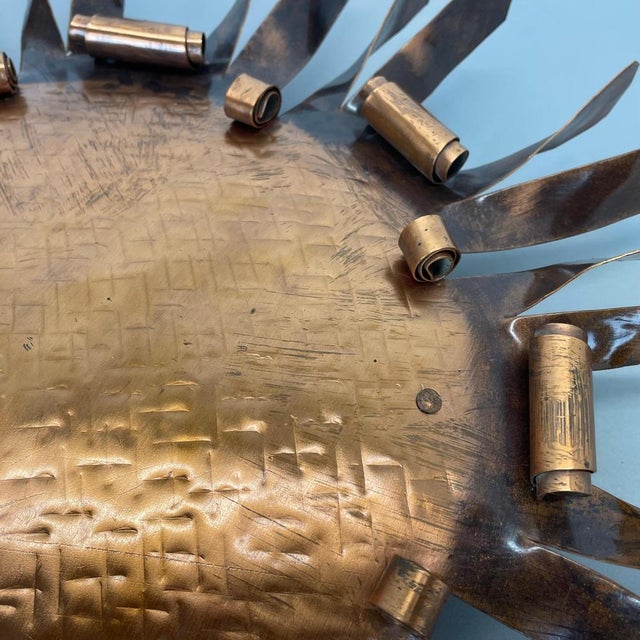 Large Copper Sunburst Theatre Wall Light in the style of Stilnovo, Italy, 1950s For Sale - Image 13 of 18