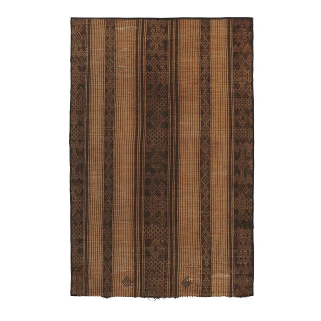 Vintage Tuareg Mat, Bold Geometric Stripes in Beige-Brown - Rug & Kilim For Sale