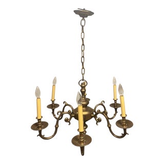 Visual Comfort E. F. Chapman Georgian Brass Chandelier For Sale