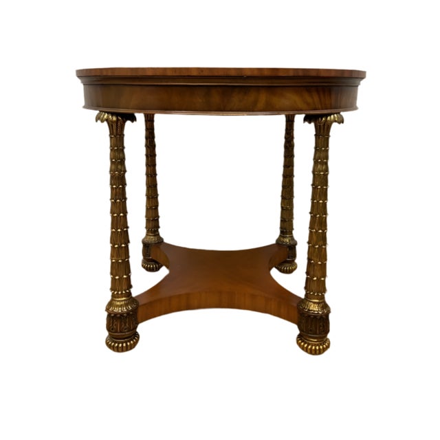 Hollywood Regency Round Brass Palm Tree Legs Accent Table by Maitland Smith For Sale - Image 9 of 9