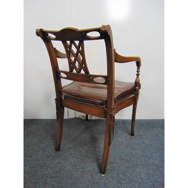 Traditional Regency Style Carved Walnut Arm Chair For Sale - Image 3 of 8