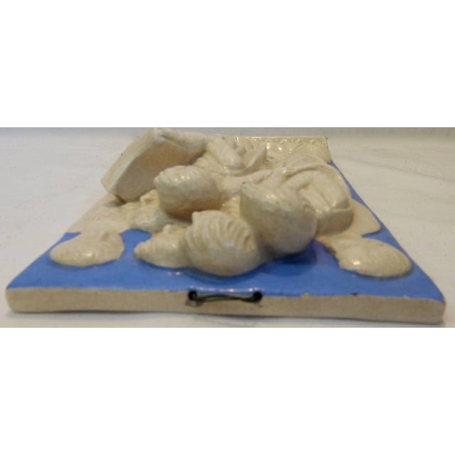 Ceramic Neoclassical Italian Della Robbia Ceramic Wall Hanging in High Relief For Sale - Image 7 of 11