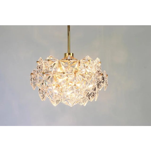 Brass and Crystal Glass Chandelier by Kinkeldey, Germany, 1970 For Sale - Image 3 of 6