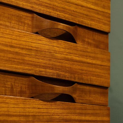 Large Modular Wall Unit in Teak and Brass by Franco Albini, Italy For Sale - Image 6 of 12
