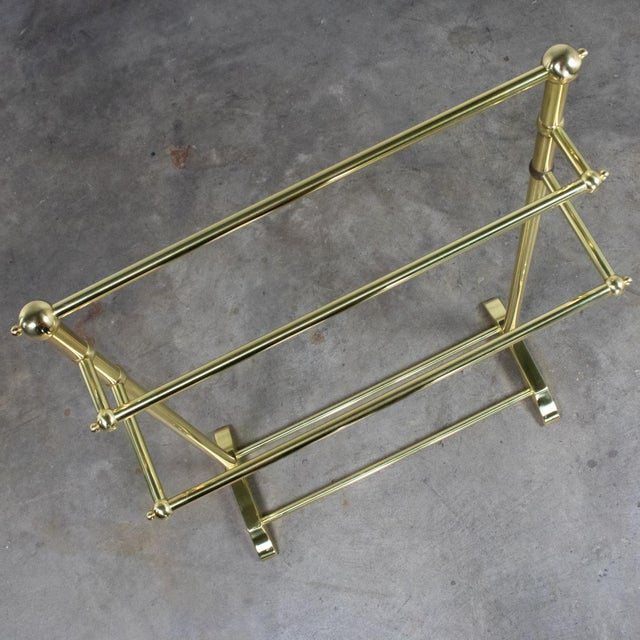 Late 20th Century Hollywood Regency Style Solid Brass Freestanding Towel Stand Triple Tiered Bars For Sale - Image 13 of 18