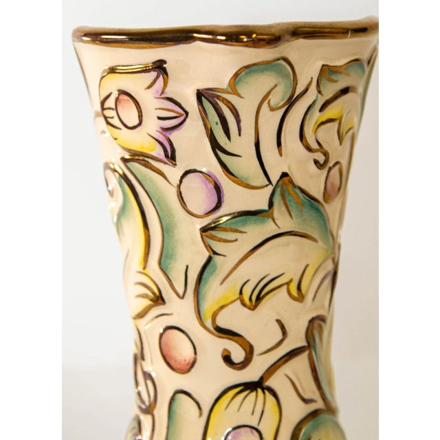 Vintage Wade Ceramic Gothic Pattern Glazed Vase in Pastel Colors Made in England For Sale - Image 10 of 13