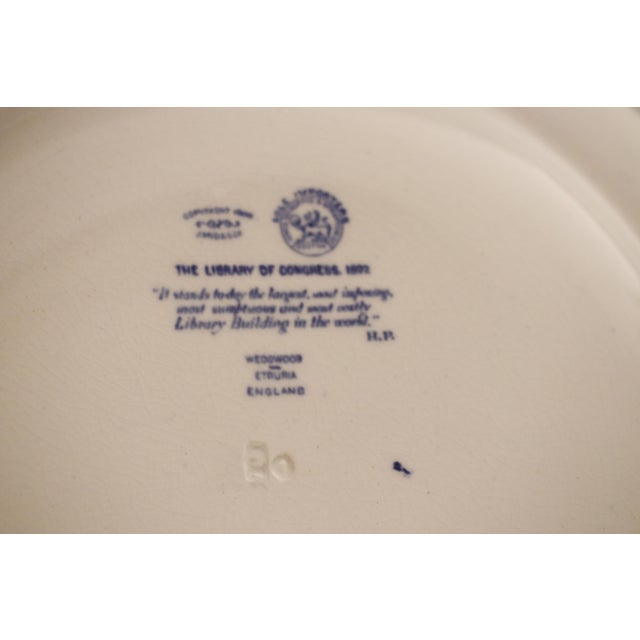 1892 Wedgwood Flow Blue Library of Congress Plate For Sale - Image 9 of 11