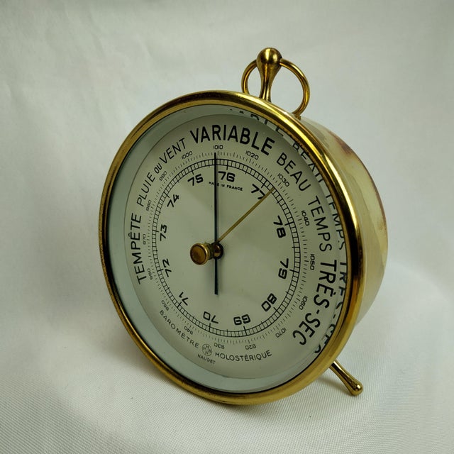 French A French Brass Cased Barometer, by Phbn (Pertuis Hulot Bourgeois Naudet), 20th Century For Sale - Image 3 of 7