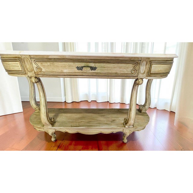 Vintage Weiman Hollywood Regency Marble-Top Console Table For Sale In New York - Image 6 of 6